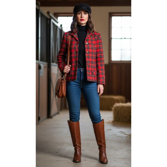 Vintage 70s Pendleton Tartan Wool Blazer – Size 10 – Modern Equestrian It-Girl - Picture 11 of 14